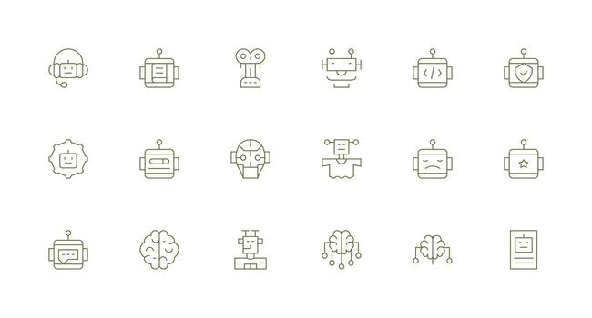 18 Icons for Ai in Minimal Line Format Minimal Icon Set for Interface Projects vector