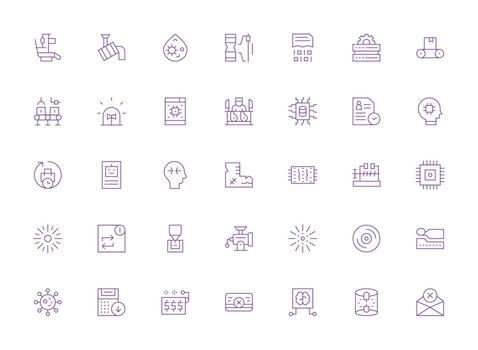 ligero línea estilo Procesando íconos con 35 vectores completamente editable icono conjunto para web