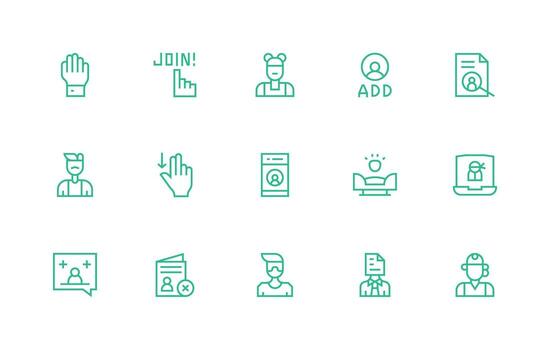 15 Regular Line Designs for User Icons Multi-Purpose Icon Set vector