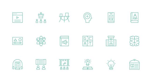 18 Minimal Line Icons for Learning Graphics Responsive Icon Set for Flexible Layouts vector