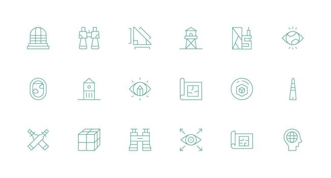 Minimal Line Style Perspective Icons with 18 Vectors Organized Icon Pack for Quick Access