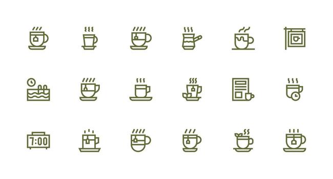 Afternoon Set with 18 Strong Stroke Line Icons Sharp Icons for Presentations vector