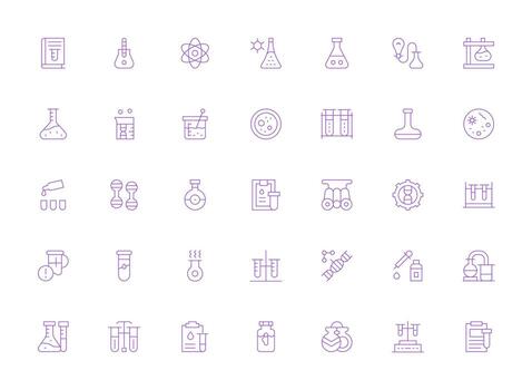 Experiment Design Icons featuring 35 in Light Line Style Clean Icon Set Icon Pack for UI Projects vector