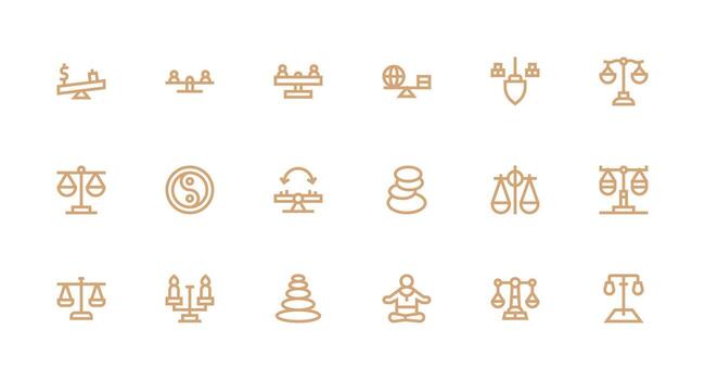 Equilibrium Design Icons featuring 18 in Strong Stroke Line Style Neat Icon Set vector