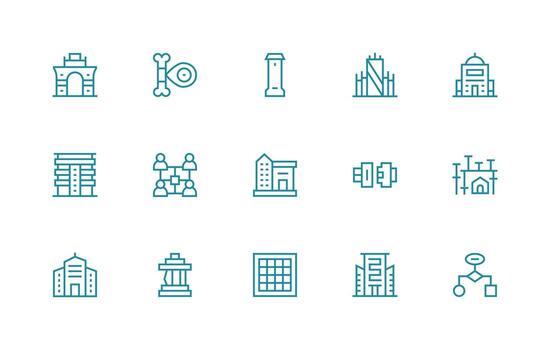 15 Regular Line Vectors for Structure Theme Clear and Concise Icon Set Collection