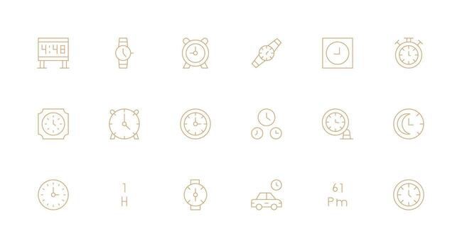18 mínimo línea íconos para hora gráficos basado en temas icono paquete vector