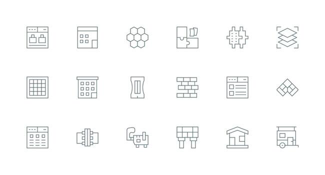 Modular Set with 18 Minimal Line Icons Neatly Designed Icons for Web Platforms vector