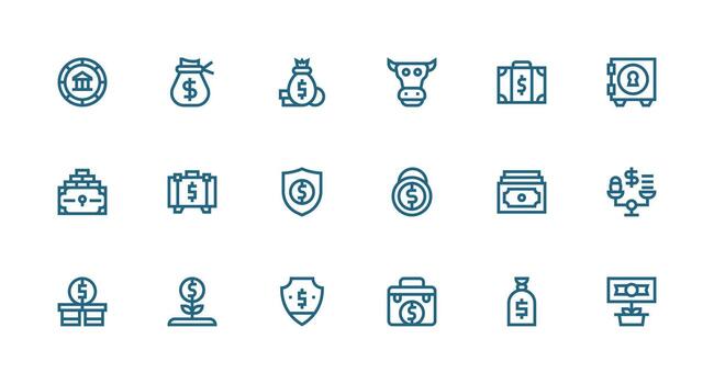 Strong Stroke Line Style Assets Icons with 18 Vectors Digital Product Icons for Fast Delivery