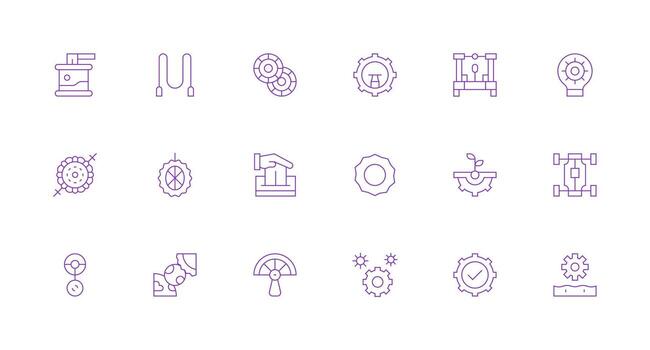 18 íconos para mecanismo en mínimo línea formato detallado icono colección para diseño sistemas vector