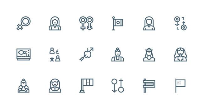 18 Representation Icons in Strong Stroke Line Aesthetic Quick Access Icons for UI Development vector