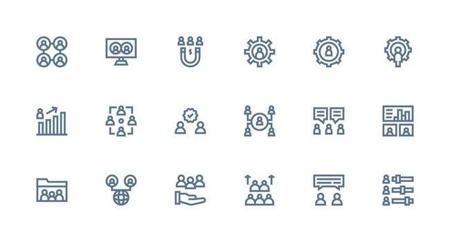 Strong Stroke Line Style Users Icons with 18 Vectors Web Icon Collection
