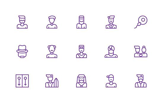 15 Regular Line Designs for Male Icons Balanced Icon Set for Functional Design vector