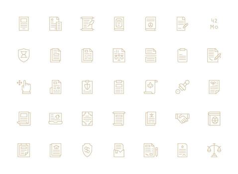35 ligero línea íconos para contrato gráficos equilibrado icono conjunto para funcional diseño vector