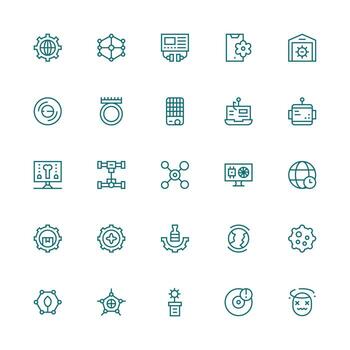 sistema icono conjunto con 25 medio carrera contorno gráficos funcional icono serie vector