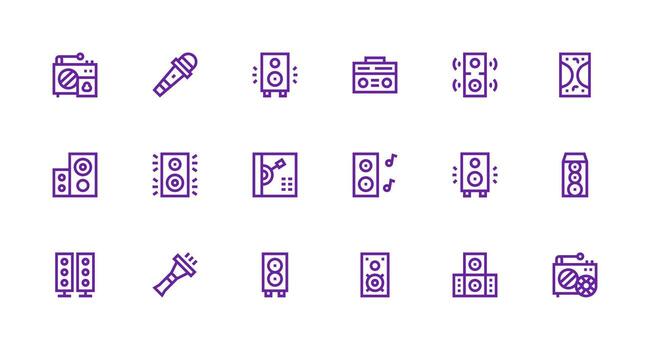 18 Strong Stroke Line Vectors for Sound System Theme High-Resolution Icons for Any Platform