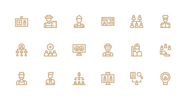 Strong Stroke Line Icons from Personnel Set with 18 Vectors Full Icon Library for UI Designers