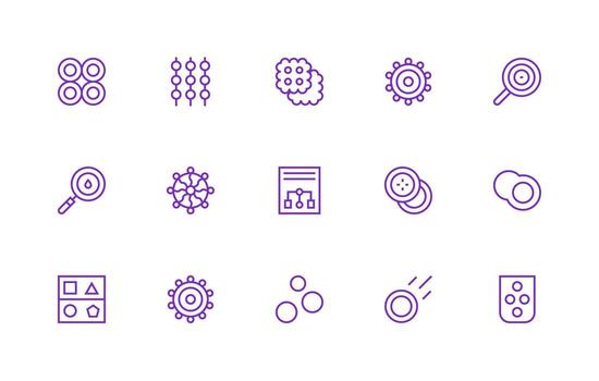 círculos conjunto con 15 regular línea íconos profesional icono paquete para desarrollo trabajo vector