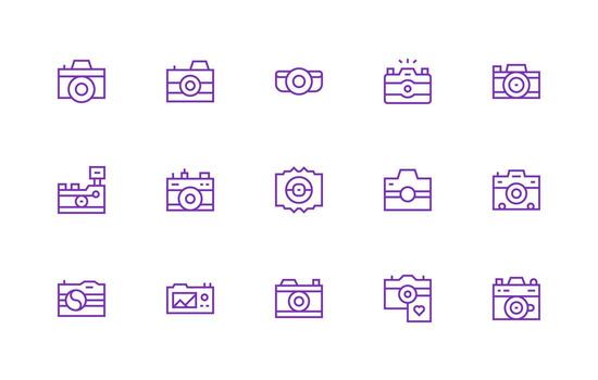 Regular Line Style Snapshot Icons with 15 Vectors High-Quality Icon Pack