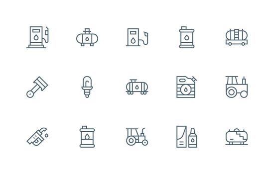 15 Diesel Icons in Regular Line Aesthetic Well-Structured Icons for Creative Use vector