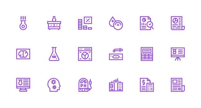 Strong Stroke Line Style Analysis Icons with 18 Vectors Simple Icon Pack