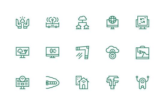 Remote Access Icon Set with 15 Regular Line Graphics Design Icon Pack vector