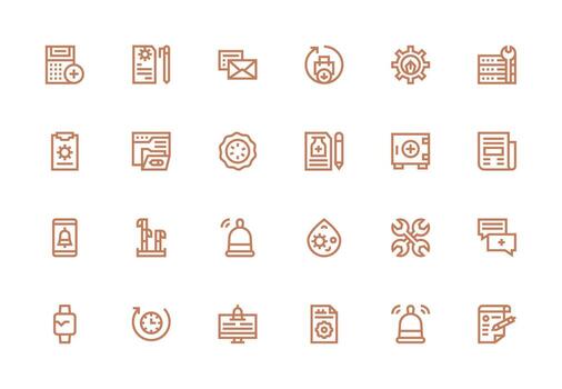 Update Visual Pack containing 24 Thick Line Line Icons Complete Icon Bundle for Web Design vector