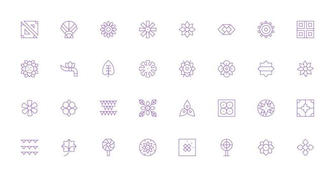 Motif Icon Set with 32 Thin Line Graphics Simple Icons for Interface and Wireframes vector