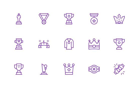 Winner Set with 15 Regular Line Icons Flexible Icon System for Web Interfaces vector