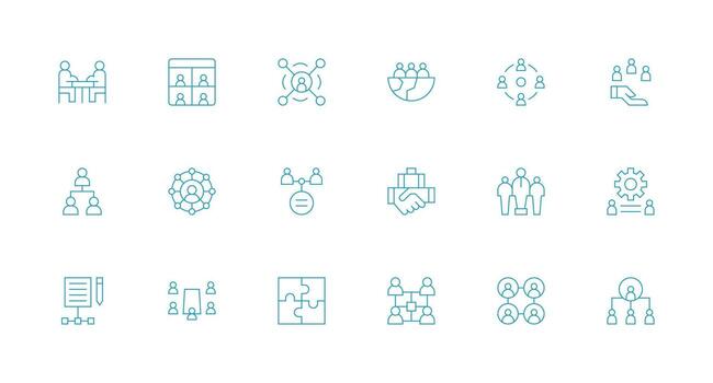 Collaboration featuring 18 Icons in Minimal Line Design Icon Set for Projects vector