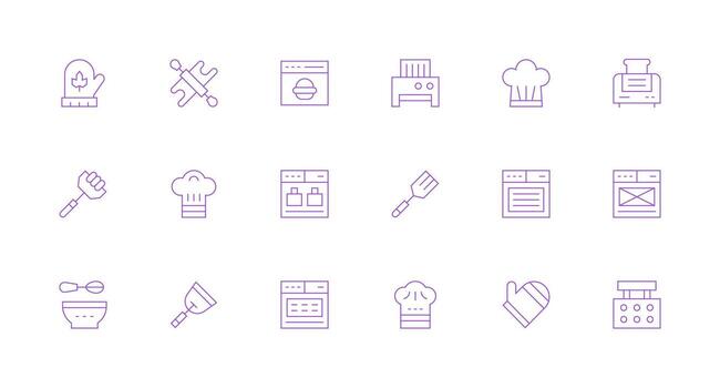 Bake Set with 18 Minimal Line Icons Interface Icon Collection for Daily Projects vector