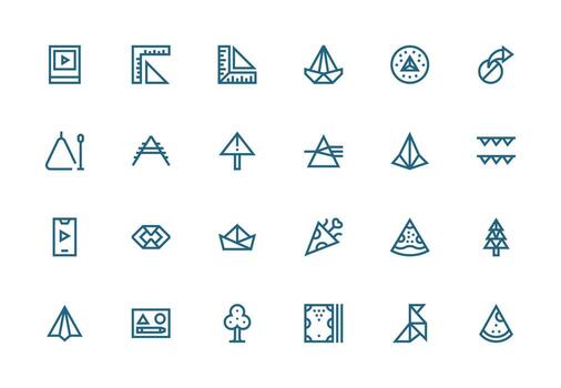 Triangle featuring 24 Icons in Thick Line Line Design Responsive Icon Set for Flexible Layouts vector
