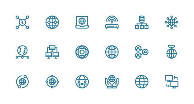 18 Strong Stroke Line Icons for Network Connection Graphics Versatile Icon Collection for Designers vector