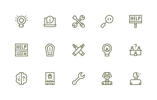 problema resolviendo icono conjunto con 15 regular línea gráficos sensible icono conjunto para flexible diseños vector