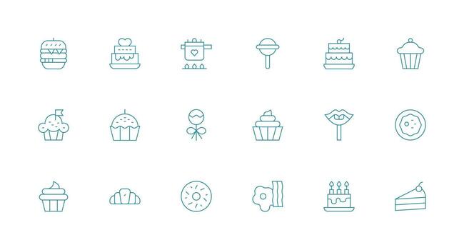 18 Icons for Yummy in Minimal Line Format Lightweight Icon Series for Fast Prototypes vector