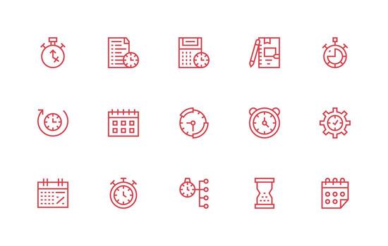 15 regular línea diseños para tarea administración íconos íconos construido para visual consistencia paquete vector