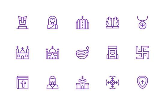 15 Icons for Religious Icon in Regular Line Format Multi-Purpose Icon Pack for Templates vector