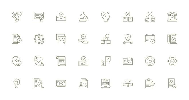 32 Thin Line Style Icons from Validated Collection Layout Icon Collection vector