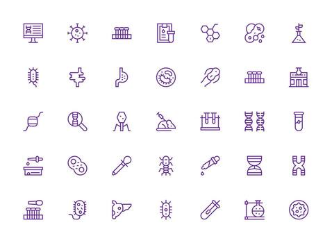 Biology Visual Pack containing 35 Regular Clean Line Icons Neatly Designed Icons for Web Platforms vector