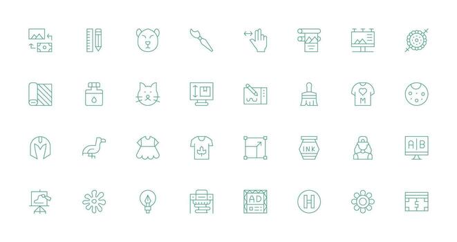 32 Thin Line Icons for Graphic Design Graphics App Icon Pack vector