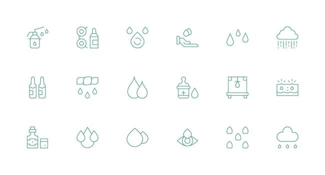 18 Icons for Drops in Minimal Line Format General Use Icon Pack vector