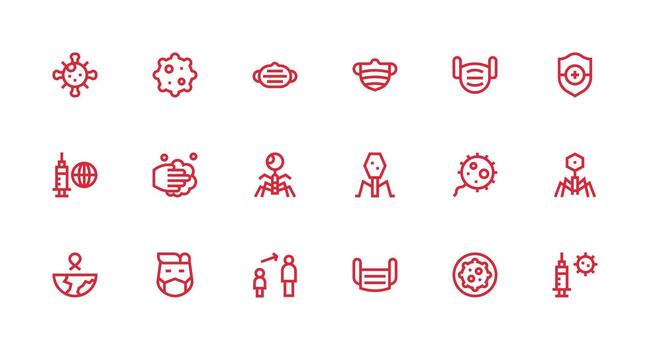 18 fuerte carrera línea íconos para pandemia gráficos bien estructurado íconos para creativo utilizar vector