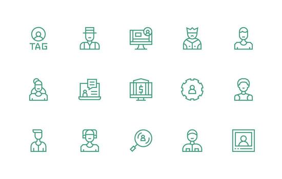 regular línea íconos desde cuenta administración conjunto con 15 vectores moderno línea y glifo icono serie