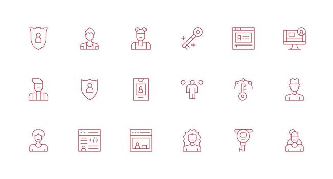 18 iniciar sesión íconos en mínimo línea estético limpiar icono conjunto icono paquete para ui proyectos vector