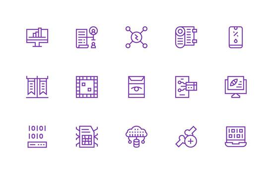 digital datos visual paquete conteniendo 15 regular línea íconos icono conjunto para proyectos vector