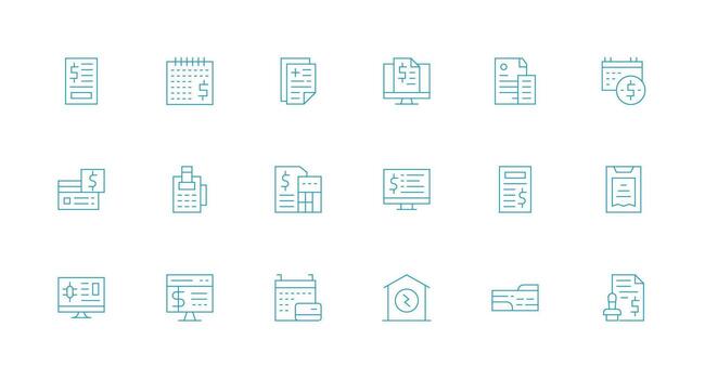 Minimal Line Icons from Billing Set with 18 Vectors Organized Glyph Icons for Fast Design