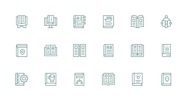 Guidebook Visual Pack containing 18 Minimal Line Icons Digital Icon Collection vector