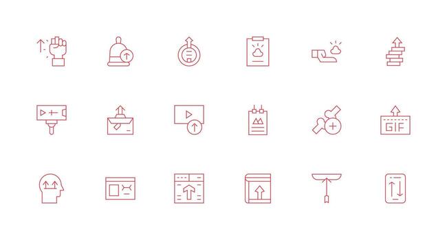 18 archivo subir íconos en mínimo línea estético contorno icono paquete vector