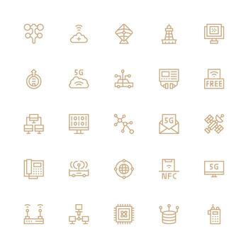 medio carrera contorno estilo datos transmisión íconos con 25 vectores escalable íconos para multiplataforma interfaces