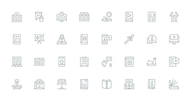 tutorial incluso 32 Delgado línea ilustraciones ui icono conjunto vector