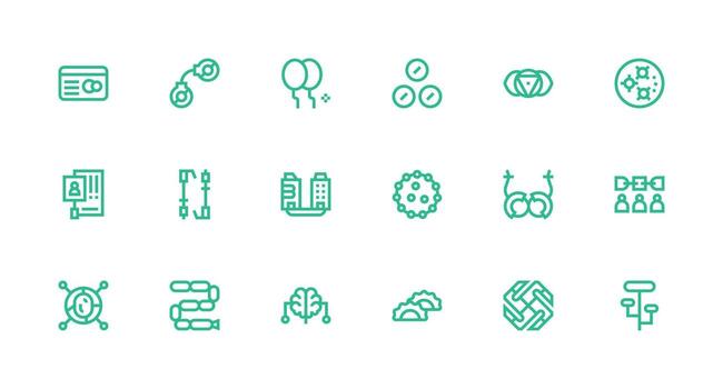 18 Strong Stroke Line Icons for Linked Graphics Fully Editable Icon Set for Web vector